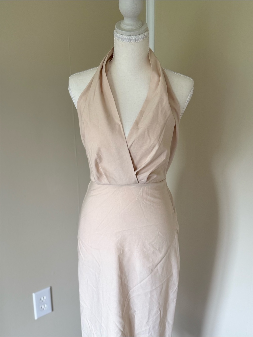 NWT Zara Sleeveless Halter Wrap Midi Dress in Cream Sundress Wrap Waist - Picture 8 of 13